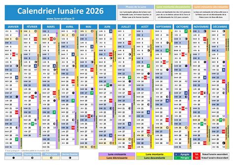 Calendrier lunaire simplifié illustrant les différentes phases et leurs impacts potentiels sur les plantes