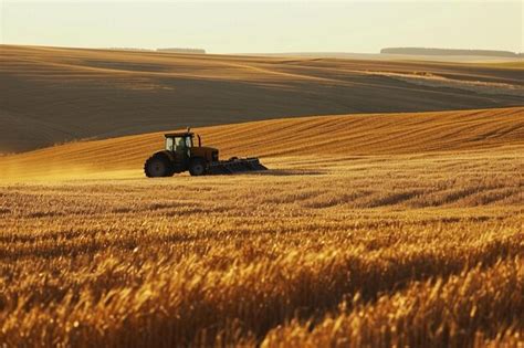 Champ de blé avec tracteur
