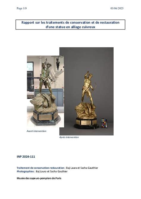 Restauration d'une statue en bronze