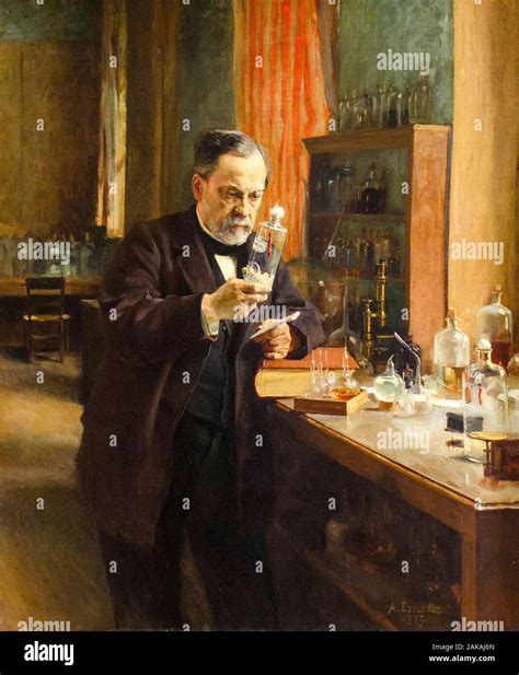 Portrait de Louis Pasteur au travail dans son laboratoire