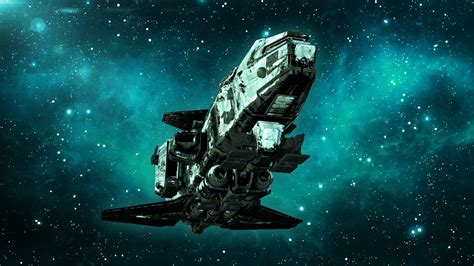 Vaisseau spatial DarkOrbit en patrouille près d'un champ de ressources