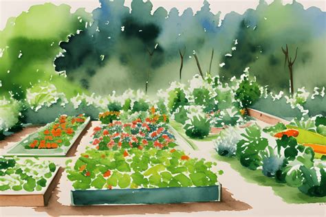 Illustration d'un potager abondant avec une variété de légumes