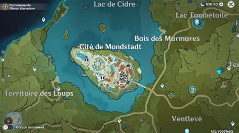 Carte des pissenlits à Mondstadt
