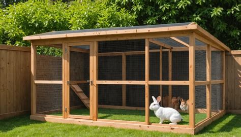 lapin dans un enclos extérieur sécurisé