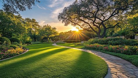 Paysage de jardin normand avec pelouse bien entretenue