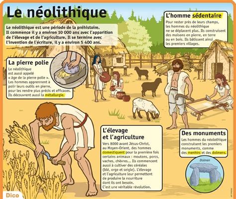 Schéma illustrant le passage de la vie nomade à la vie sédentaire au Néolithique