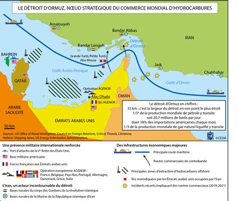Carte stratégique du détroit d'Ormuz et des zones de tension au Moyen-Orient