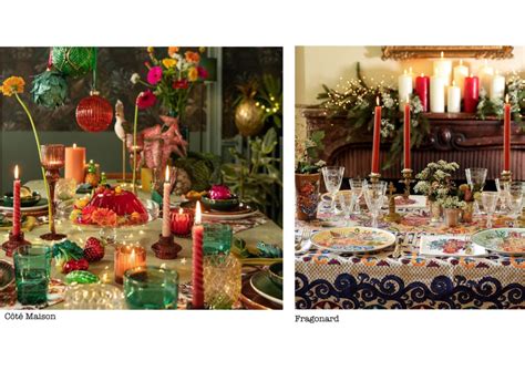 Vue d'ensemble d'une table de fête décorée avec les contenants, mettant en valeur l'harmonie des couleurs et des motifs