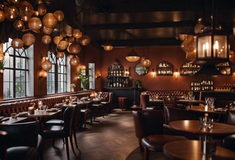Ambiance chaleureuse dans la salle du restaurant avec des clients attablés et une décoration végétale minimaliste