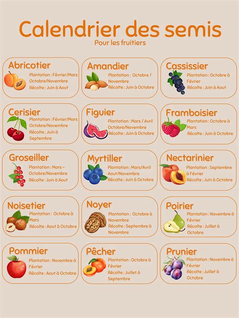 Calendrier de culture des arbres fruitiers