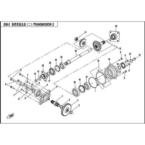 Vue éclatée d'une boîte de vitesses de tracteur tondeuse