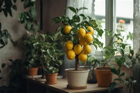 Un citronnier Meyer cultivé en intérieur près d'une fenêtre ensoleillée.
