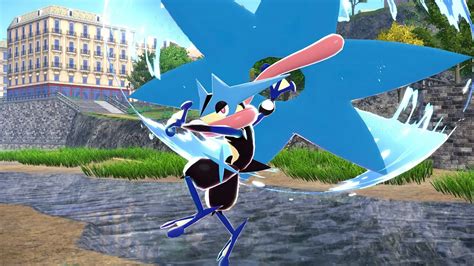 Gros plan sur la figurine de Greninja dans la série Bonsai, mettant en évidence les textures et la peinture précise