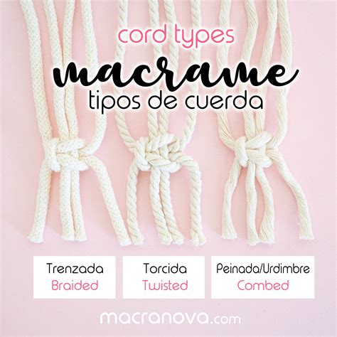Divers types de cordes pour macramé