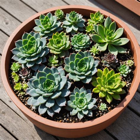 Jardin miniature de succulentes sur un bureau avec un éclairage indirect