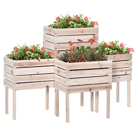 Différents types de carrés potagers, sur pieds, à étages, etc.