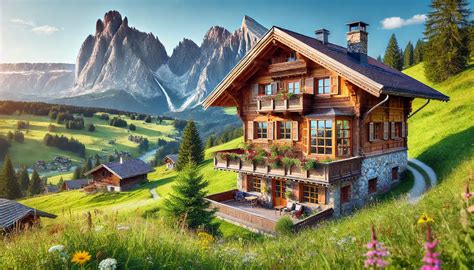Paysage de montagne avec un chalet fromager