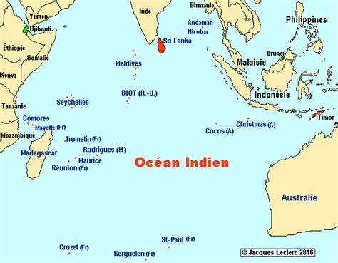Carte de l'océan Indien avec La Réunion