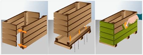 Diagramme comparatif entre une jardinière en bois de 39 cm de haut et un modèle en métal de 76 cm de haut