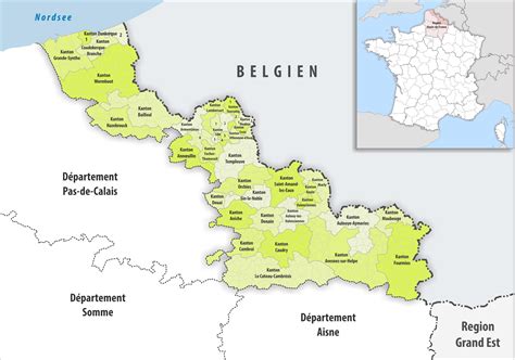 Carte du département du Nord illustrant les zones soumises à une vigilance renforcée sécheresse