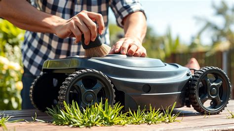 Nettoyage des lames d'un robot tondeuse