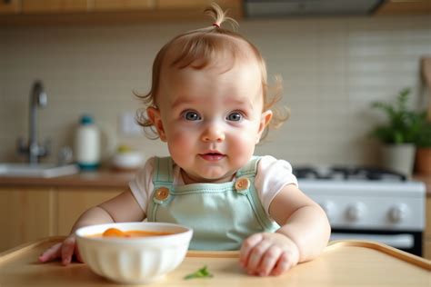 Bébés souriants mangeant des purées bio