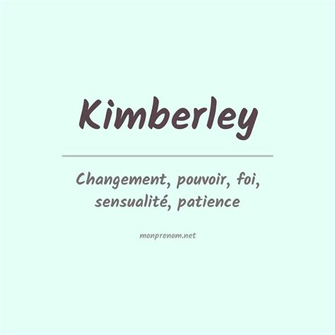 Étymologie et signification du prénom Kimberley