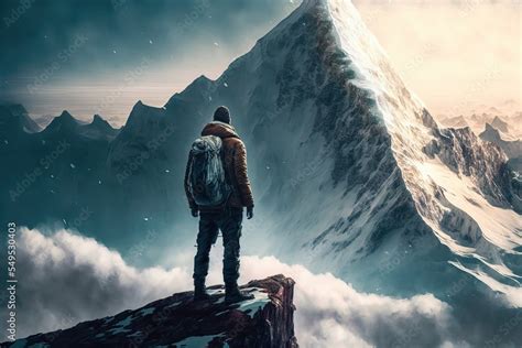 Paysage de montagne avec un alpiniste