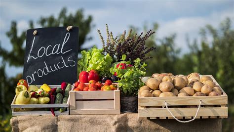 Photo d'un marché de producteurs locaux avec des clients échangeant avec des agriculteurs