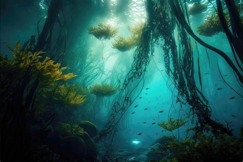 Forêt sous-marine de laminaires vue en plongée
