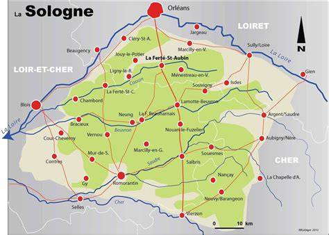 Carte touristique de la région de la Grande Sologne