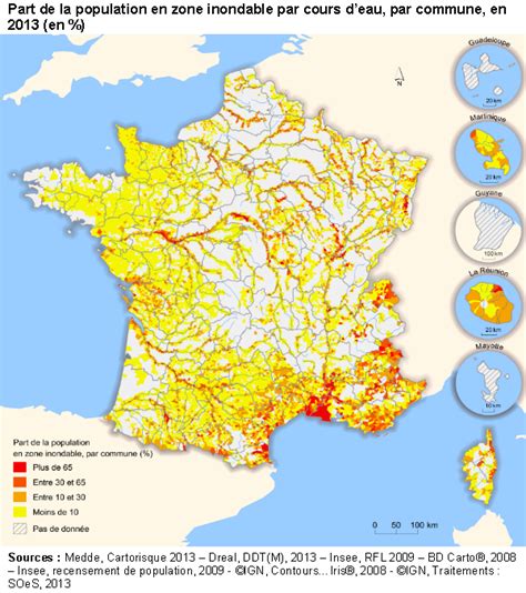 Carte des zones agricoles à risque d'inondation