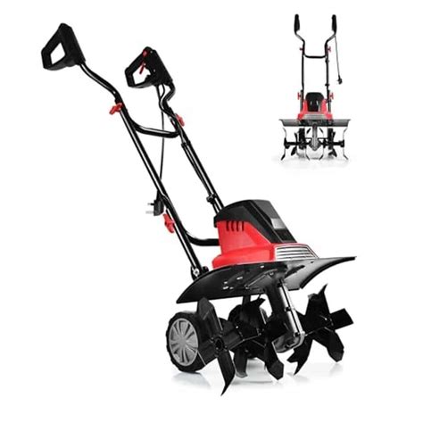 Motobineuse électrique au travail dans un jardin