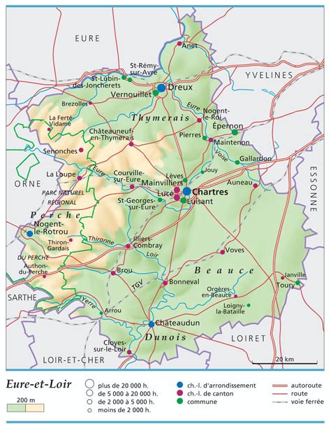 Carte géographique et zones d'activités rurales en Eure-et-Loir