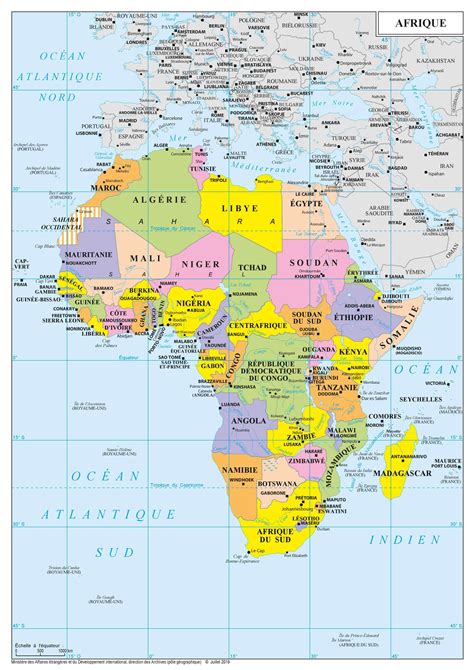 Carte de l'Afrique avec les zones d'implantation de la Compagnie Fruitière