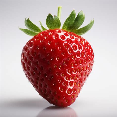 Gros plan sur une fraise Sonata mûre, rouge vif avec une couronne verte