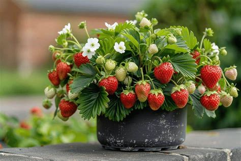 Composition florale harmonieuse mêlant fraisiers, roses et lavande