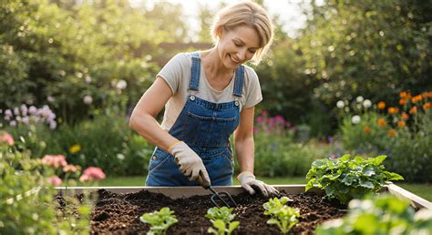 Personne âgée jardinant confortablement dans un potager sur pied