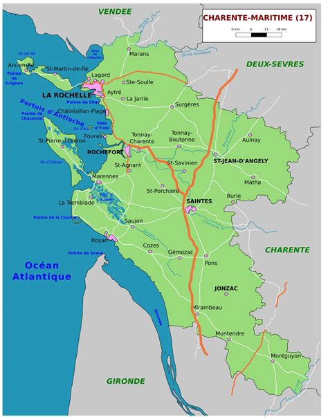 Carte administrative de la Charente au 19ème siècle