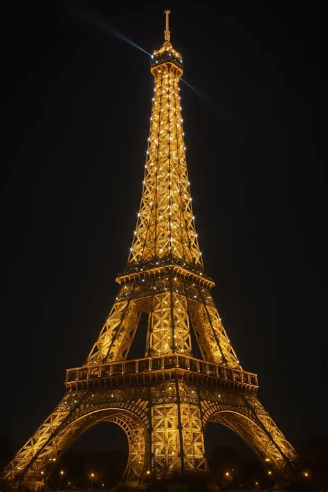 La Tour Eiffel illuminée, avec des flèches symbolisant les montées et les descentes