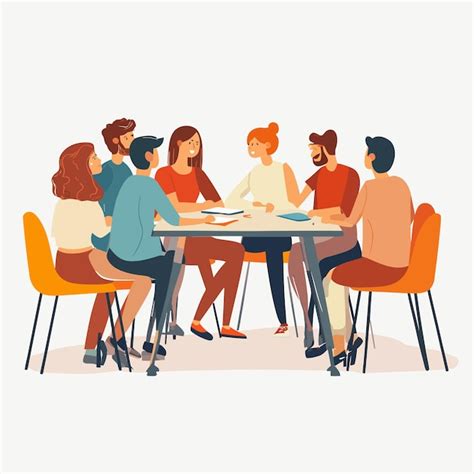 Illustration d'un groupe de personnes communiquant joyeusement autour d'une table