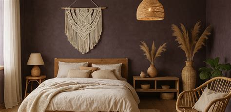 Chambre parentale avec mur en béton ciré Mûre Violet