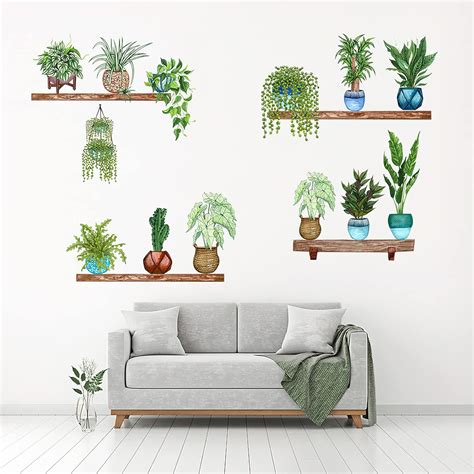 Exemples de stickers muraux plantes grasses en pots