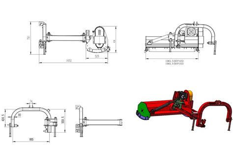 Schéma d'un attelage trois points avec déport hydraulique