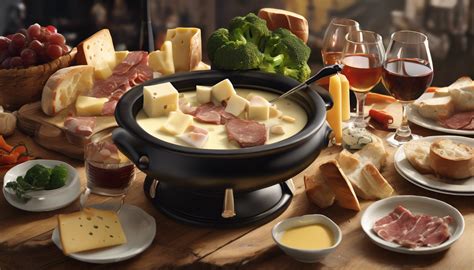 Intérieur chaleureux d'un restaurant savoyard avec une table dressée pour une fondue