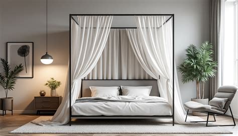 Lit à baldaquin dans une chambre moderne et épurée