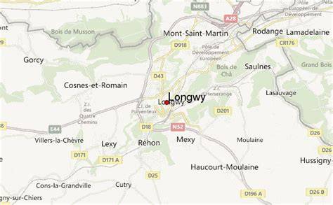 Carte géographique illustrant la proximité entre Grand-Failly, Longwy et Virton