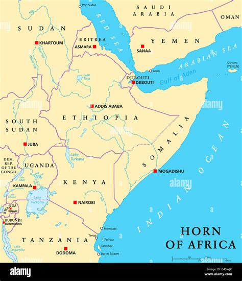 Carte géographique de la Corne de l'Afrique mettant en évidence l'Éthiopie et les zones de tension régionales