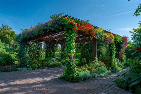 Pergola végétalisée avec du chèvrefeuille