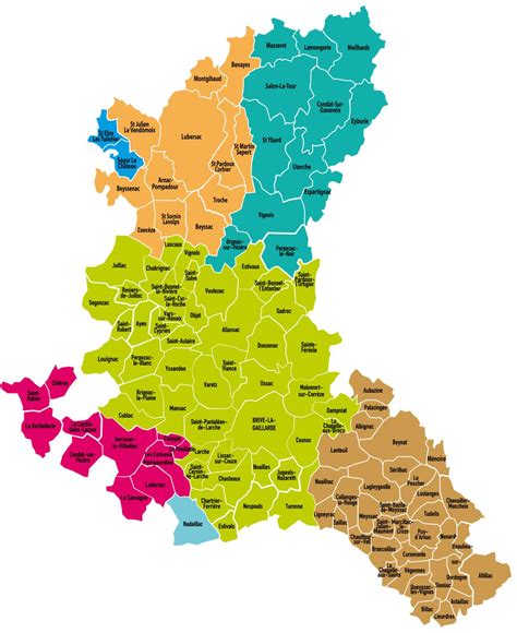 Plan des déchèteries du SIRTOM de la Région de Brive